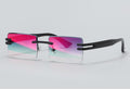Lunettes de Soleil Rectangulaires Sans Monture — Verres Dégradés Violet Intense et Turquoise