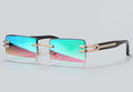 Lunettes de Soleil Rectangulaires Sans Monture — Verres Dégradés Vert Menthe et Fuchsia